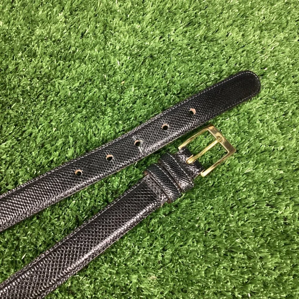 Genuine Snake Skin Black Belt Brass Buckle